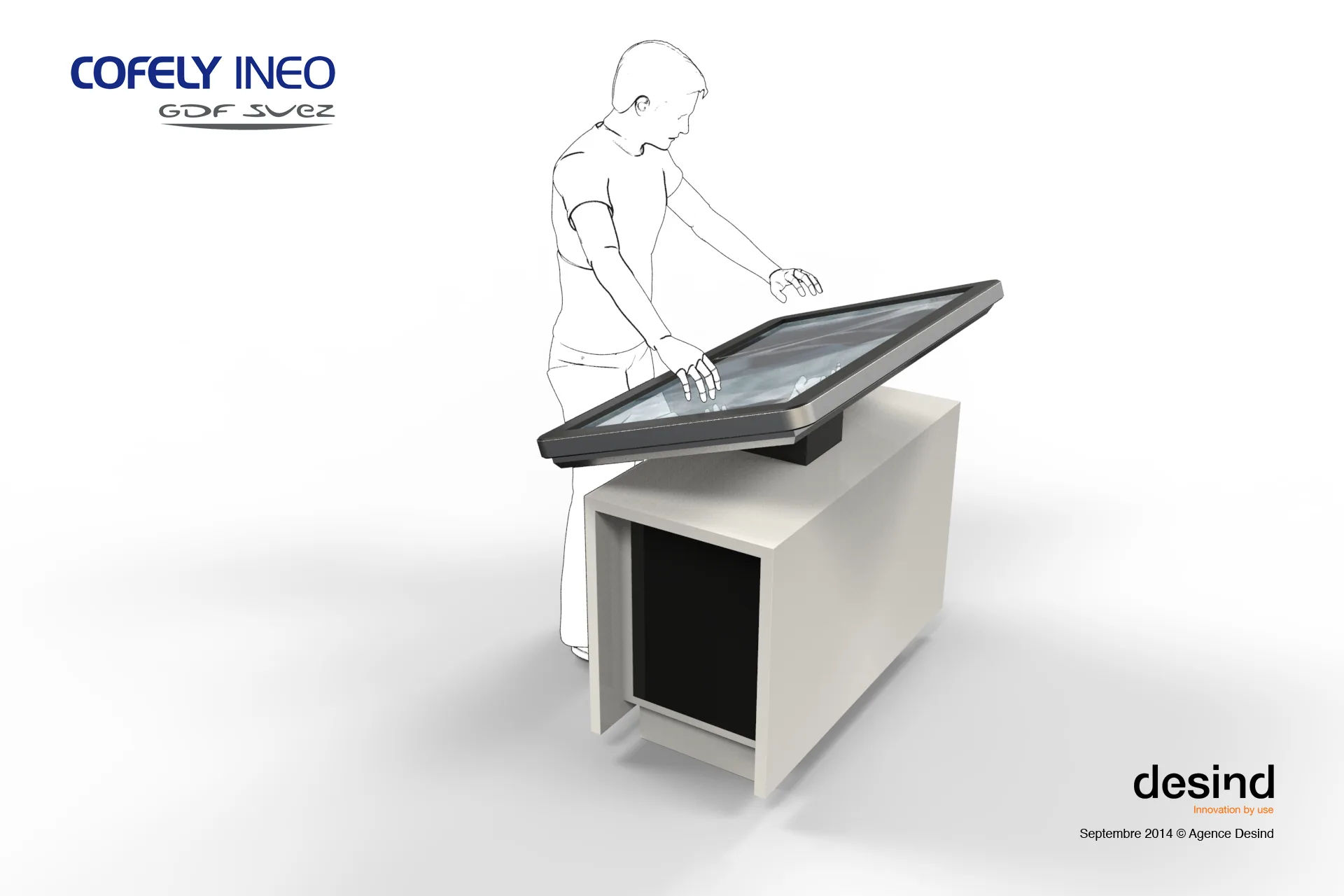 Mobilier tactile sur mesure du showroom Engie INEO