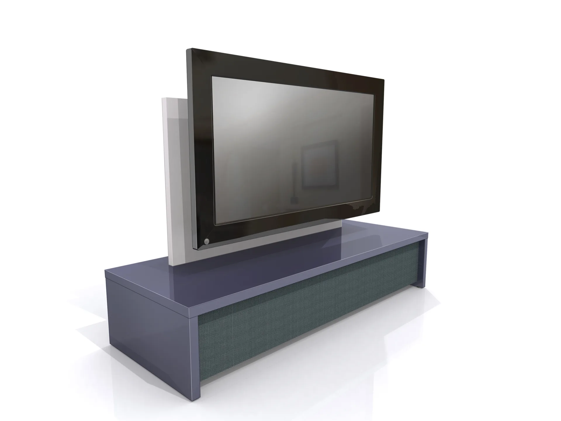 Vue trois quarts du mobilier audiovisuel George pour Erard