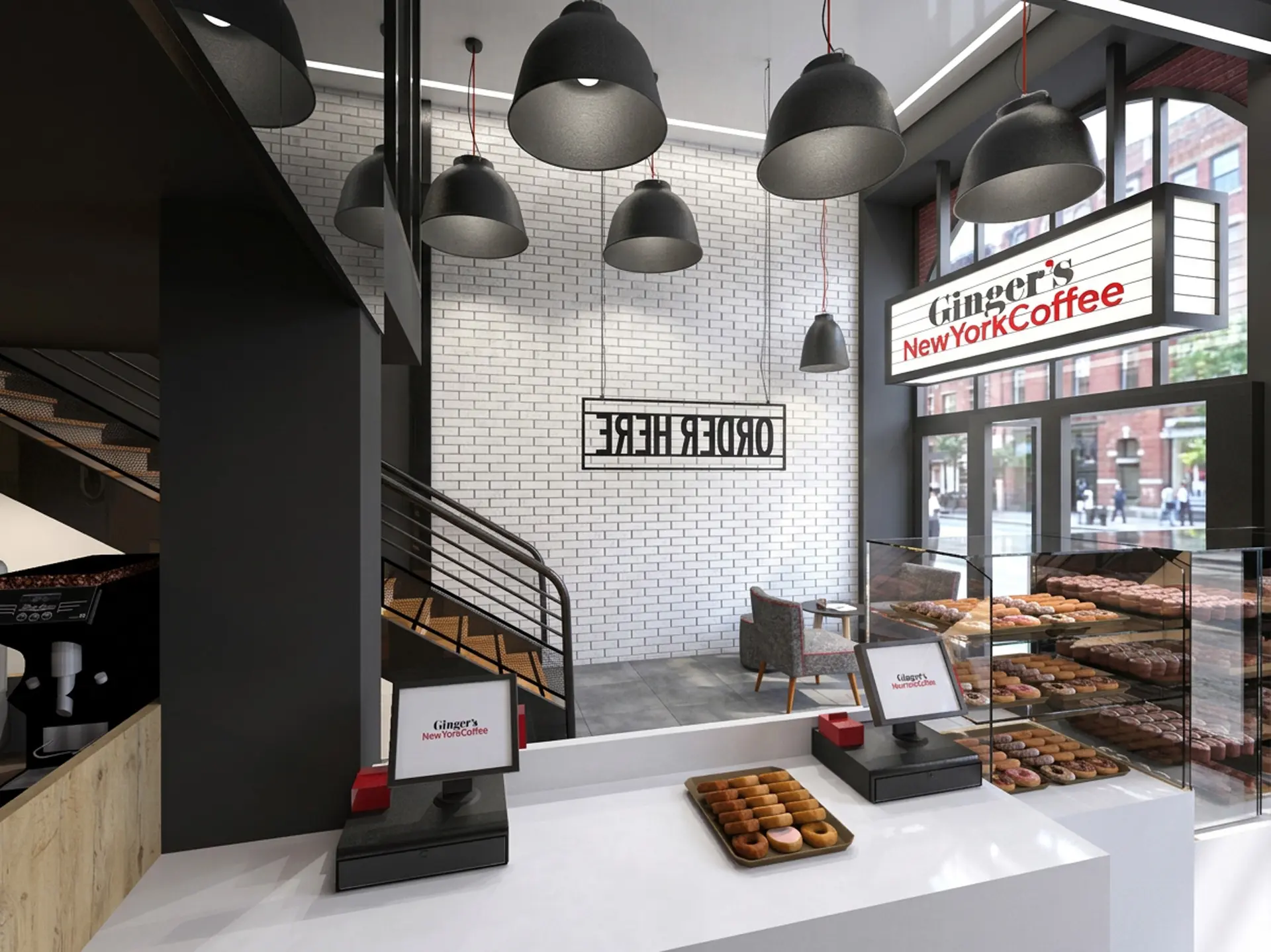 Concept intérieur Ginger’s New York Coffee à Nantes