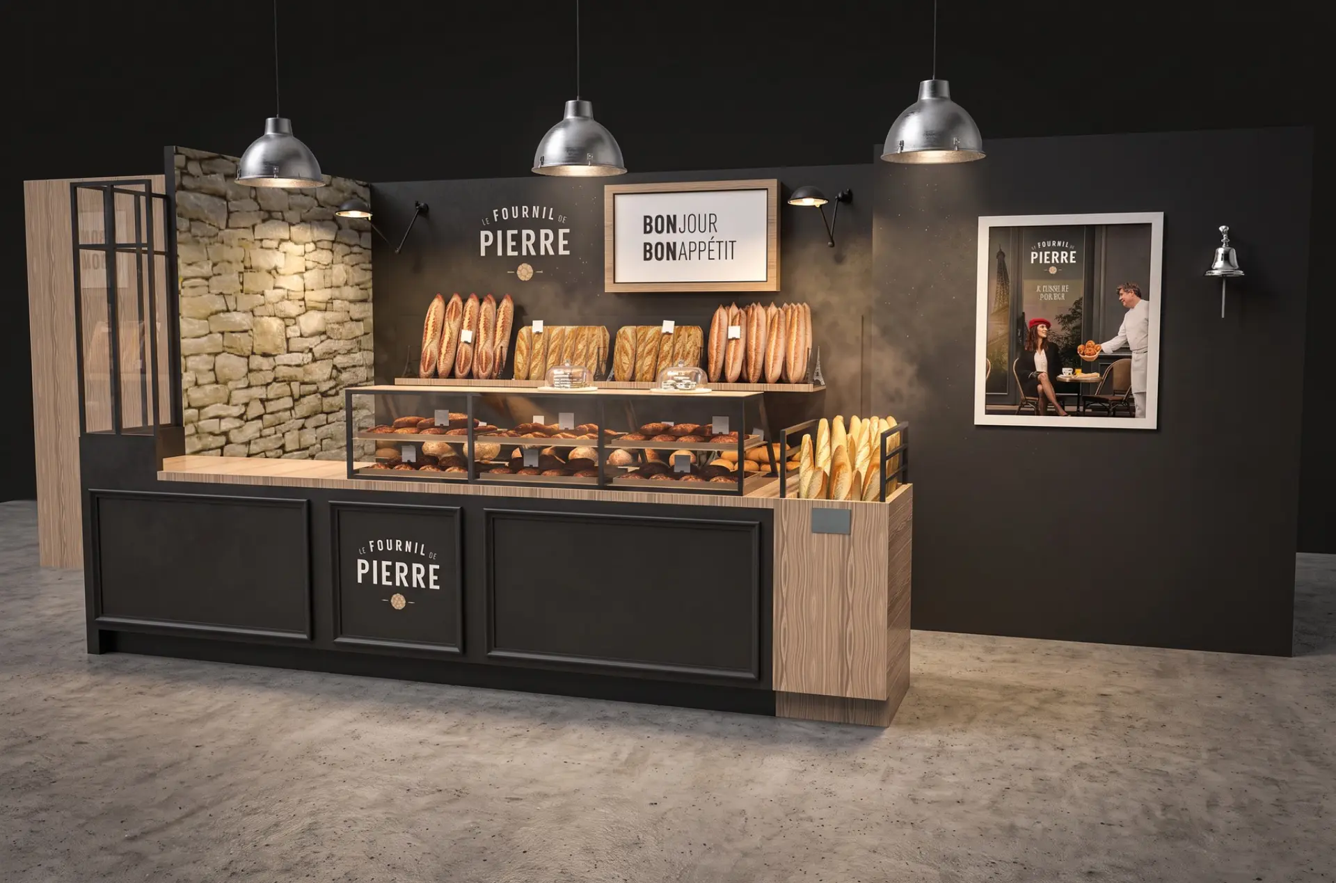 Concept de mobilier et de présentation Le Fournil de Pierre