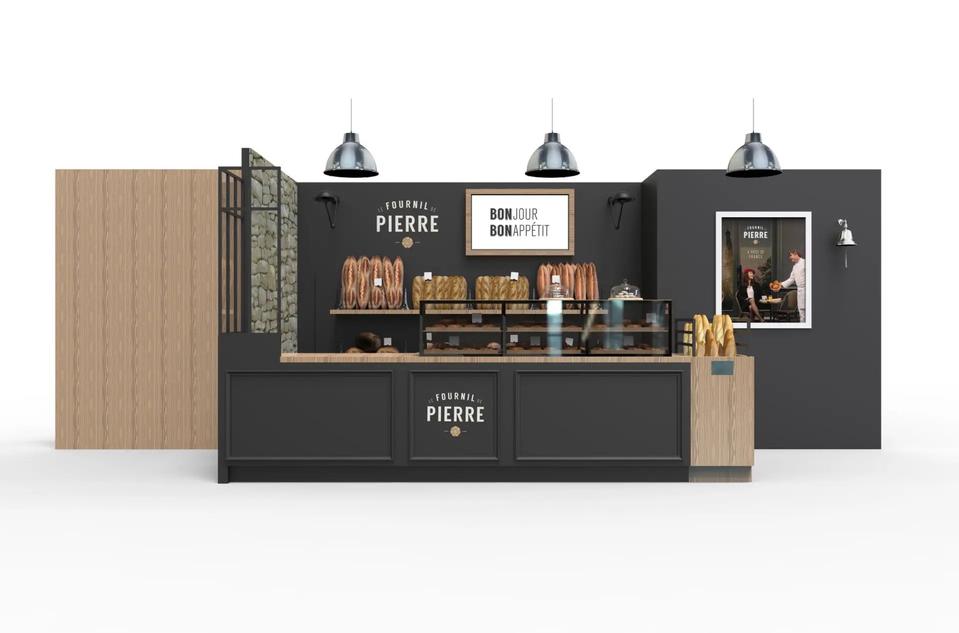 Vue frontale du concept Le Fournil de Pierre