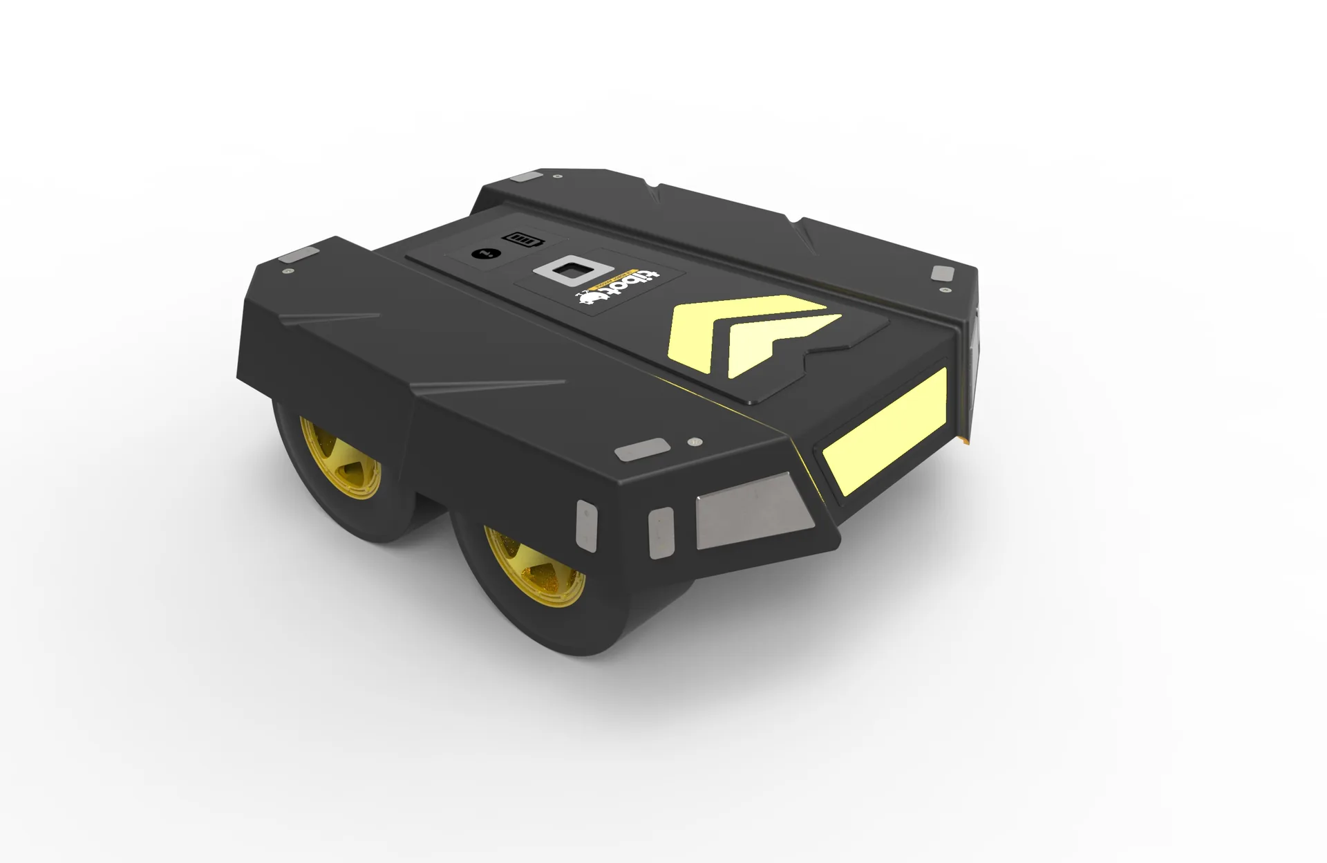 Vue trois quarts du robot autonome T-MOOV et de sa carapace protectrice